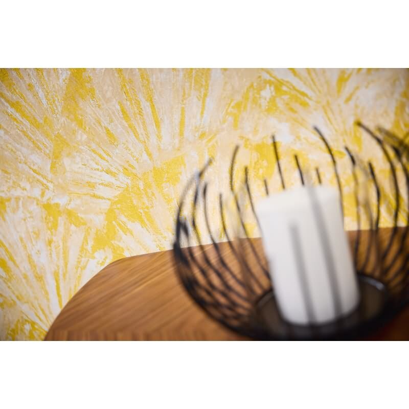 3D-Tapete mit Fächermuster Gelb Beige Struktur-Vliestapete (KG-171769)