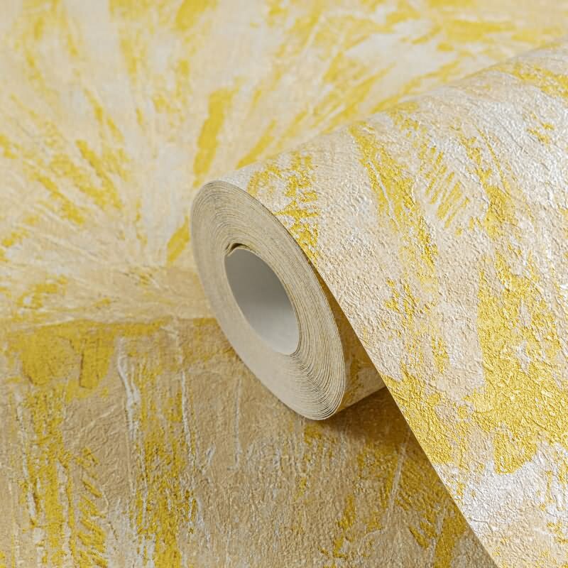 3D-Tapete mit Fächermuster Gelb Beige Struktur-Vliestapete (KG-171769)