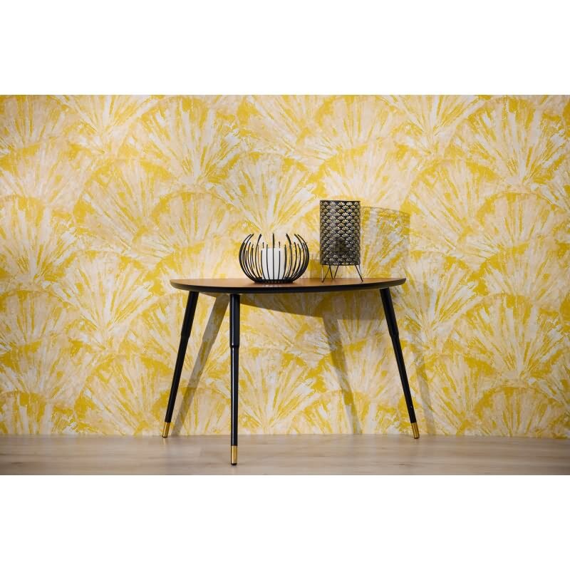 3D-Tapete mit Fächermuster Gelb Beige Struktur-Vliestapete (KG-171769)