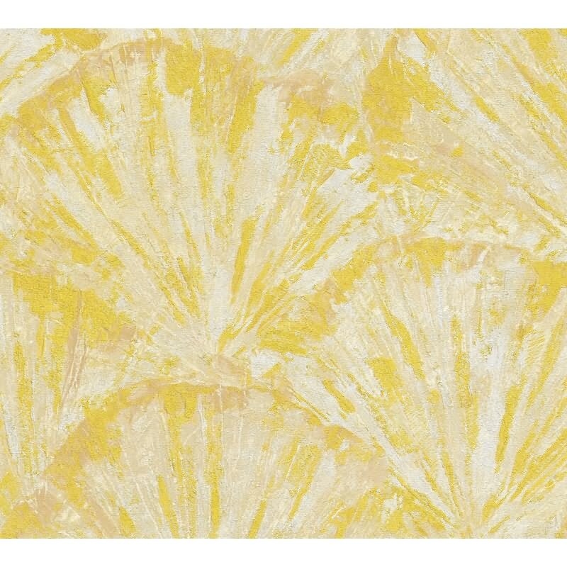 3D-Tapete mit Fächermuster Gelb Beige Struktur-Vliestapete (KG-171769)