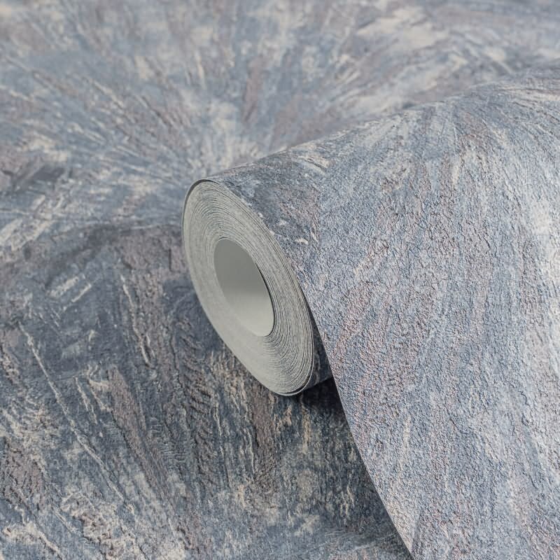 Fächer-Tapete Blau Braun Grau Strukturierte 3D-Vliestapete (KG-171770)