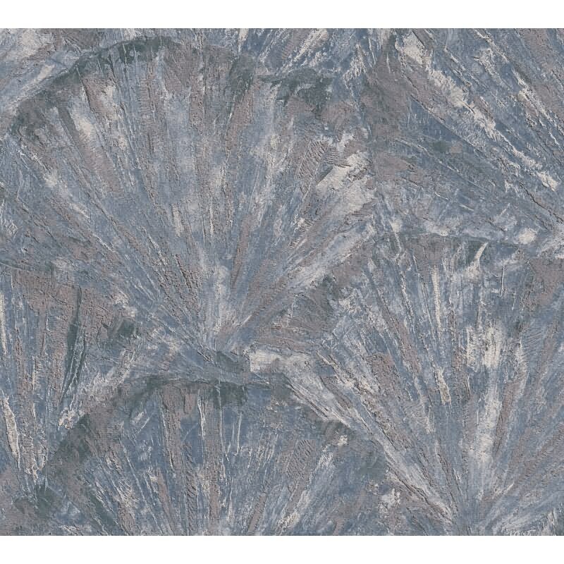 Fächer-Tapete Blau Braun Grau Strukturierte 3D-Vliestapete (KG-171770)