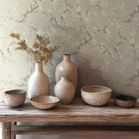 Bl&uuml;tenzweig Tapete floral Vintage Gr&uuml;n...