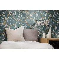 Bl&uuml;tenzweig Tapete &Auml;ste Dunkelblau Gold...