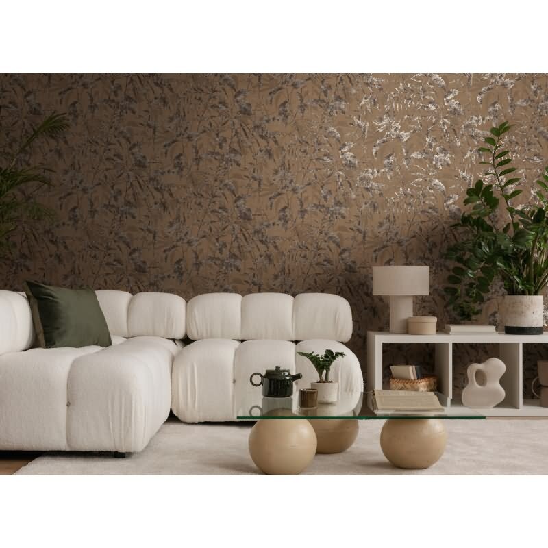 Tapete Dschungel Braun Metallic Naturmuster in Vintage Optik Vliestapete (KG-171779)