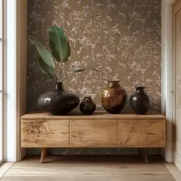 Tapete Dschungel Braun Metallic Naturmuster in Vintage...