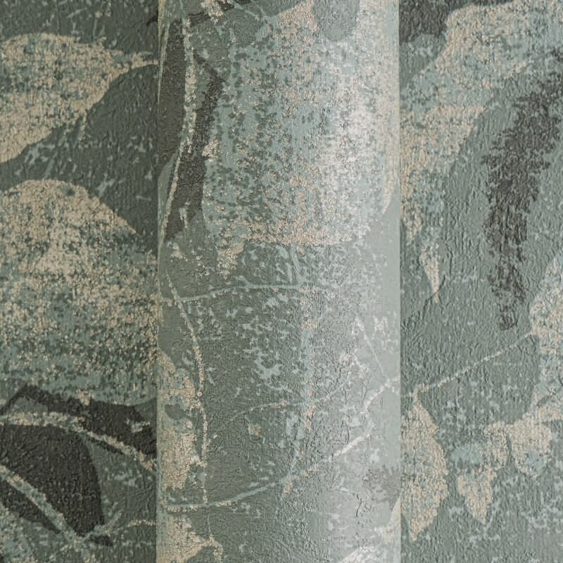 Dschungel Tapete Blau Grün Gold Metallic Pflanzen Blätter Vliestapete (KG-171780)