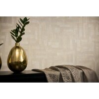 Muster Strukturtapete mit Teppich-Leinenoptik Beige Creme...