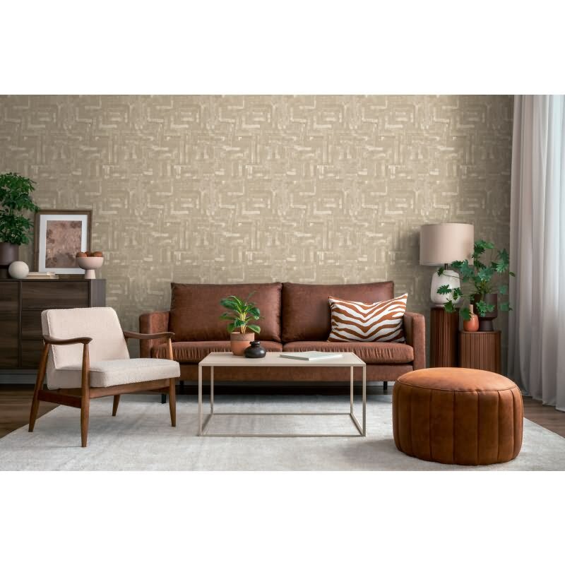 Mustertapete Grau Hellbraun Vintage Vliestapete Leinen-Stoffoptik (KG-171783)