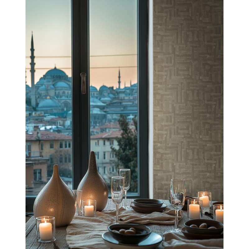 Mustertapete Grau Hellbraun Vintage Vliestapete Leinen-Stoffoptik (KG-171783)