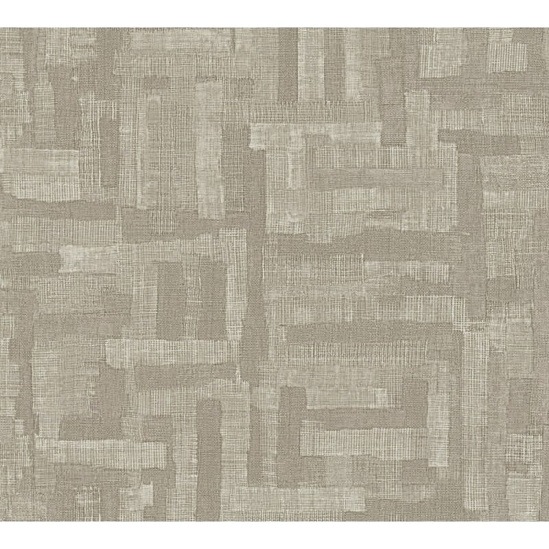 Mustertapete Grau Hellbraun Vintage Vliestapete Leinen-Stoffoptik (KG-171783)