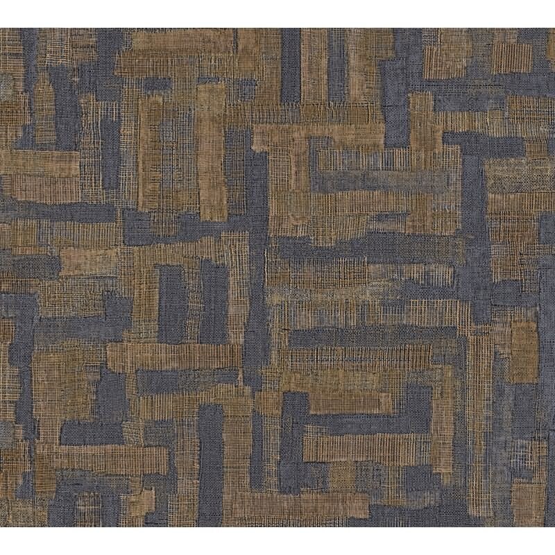Strukturtapete mit Stoffoptik Braun Dunkelblau Muster-Vliestapete (KG-171784)