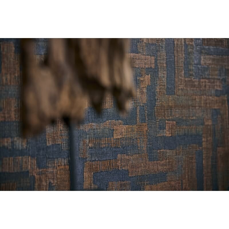 Strukturtapete mit Stoffoptik Braun Dunkelblau Muster-Vliestapete (KG-171784)