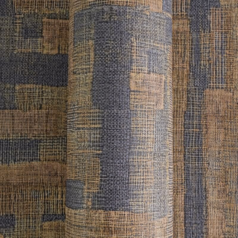 Strukturtapete mit Stoffoptik Braun Dunkelblau Muster-Vliestapete (KG-171784)