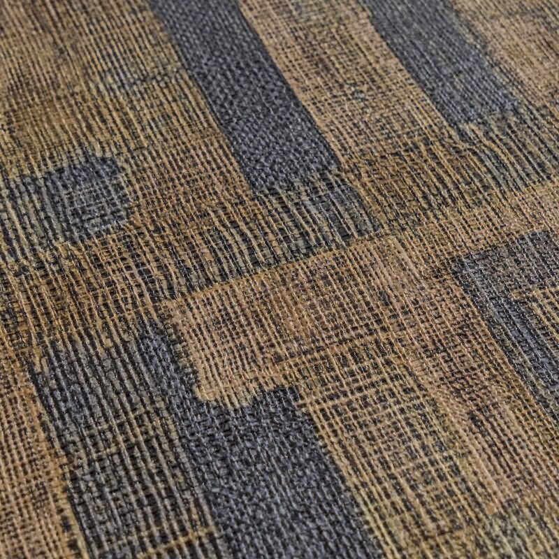 Strukturtapete mit Stoffoptik Braun Dunkelblau Muster-Vliestapete (KG-171784)