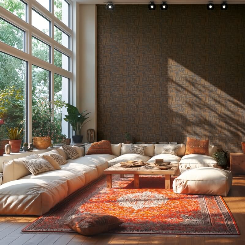 Strukturtapete mit Stoffoptik Braun Dunkelblau Muster-Vliestapete (KG-171784)