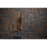 Strukturtapete mit Stoffoptik Braun Dunkelblau...