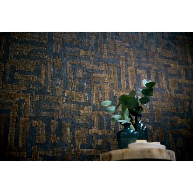 Stoffoptik Muster-Tapete mit Leinenstruktur Braun Grau Vliestapete Vintage (KG-171785)