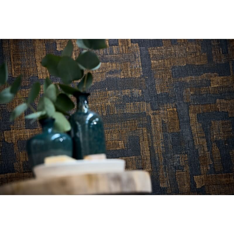 Stoffoptik Muster-Tapete mit Leinenstruktur Braun Grau Vliestapete Vintage (KG-171785)