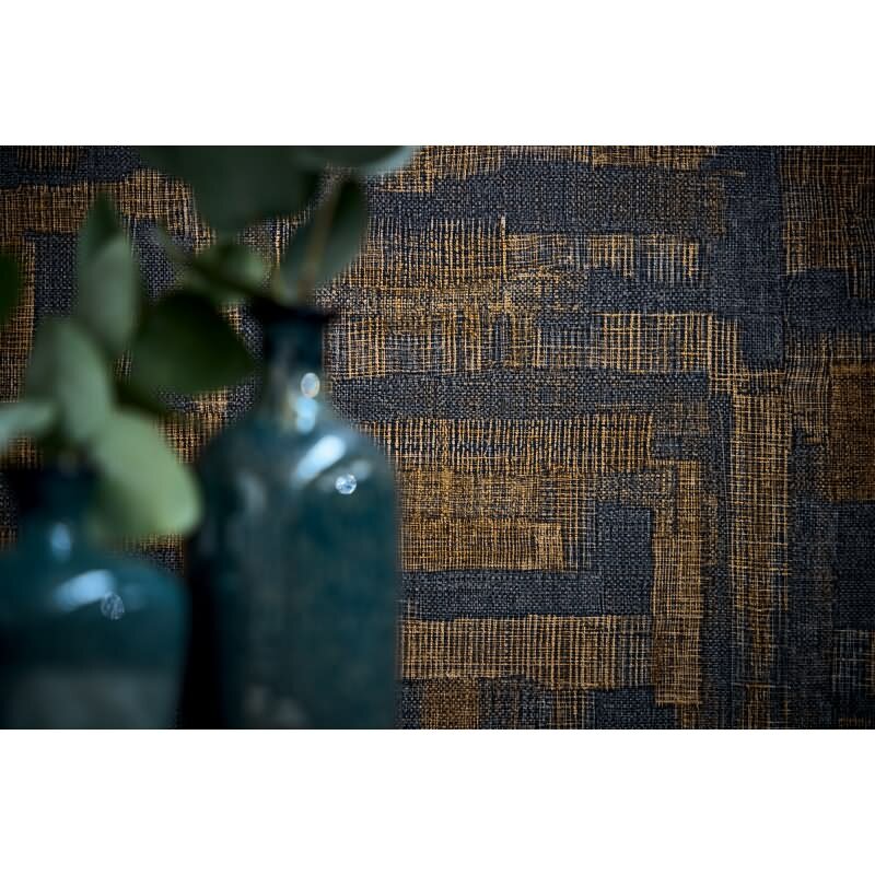 Stoffoptik Muster-Tapete mit Leinenstruktur Braun Grau Vliestapete Vintage (KG-171785)