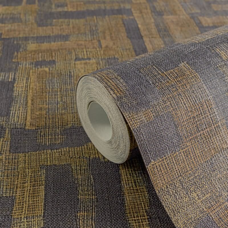 Stoffoptik Muster-Tapete mit Leinenstruktur Braun Grau Vliestapete Vintage (KG-171785)