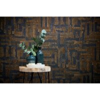 Stoffoptik Muster-Tapete mit Leinenstruktur Braun Grau...