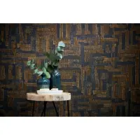 Stoffoptik Muster-Tapete mit Leinenstruktur Braun Grau...