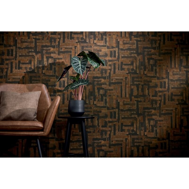 Vintage Strukturtapete mit Leinen Optik Braun Schwarz Vliestapete Stoffoptik (KG-171787)