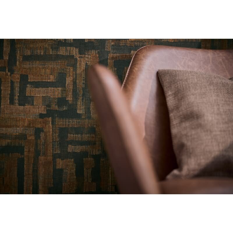 Vintage Strukturtapete mit Leinen Optik Braun Schwarz Vliestapete Stoffoptik (KG-171787)