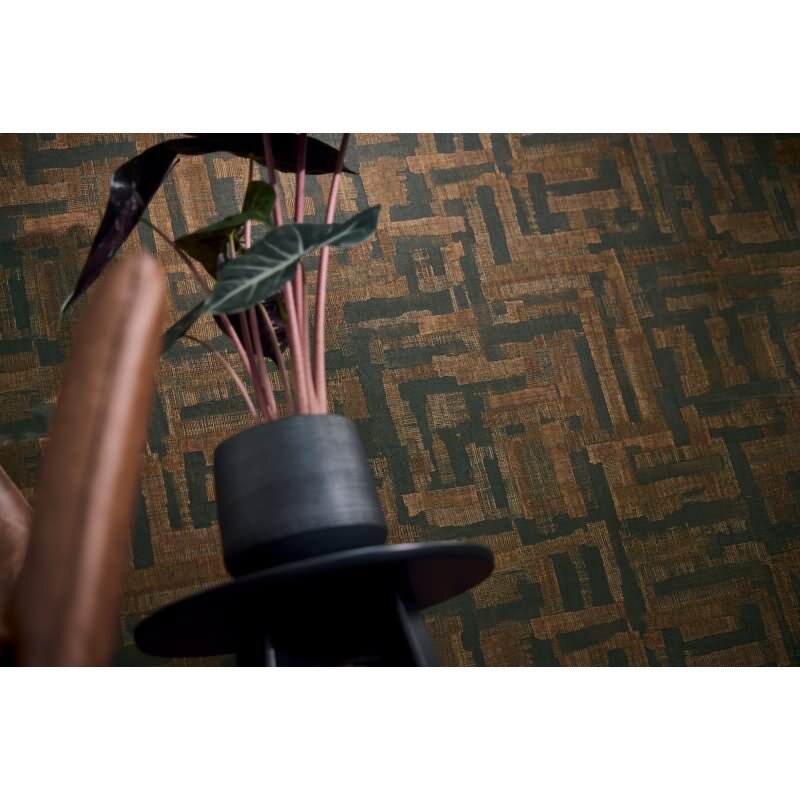 Vintage Strukturtapete mit Leinen Optik Braun Schwarz Vliestapete Stoffoptik (KG-171787)