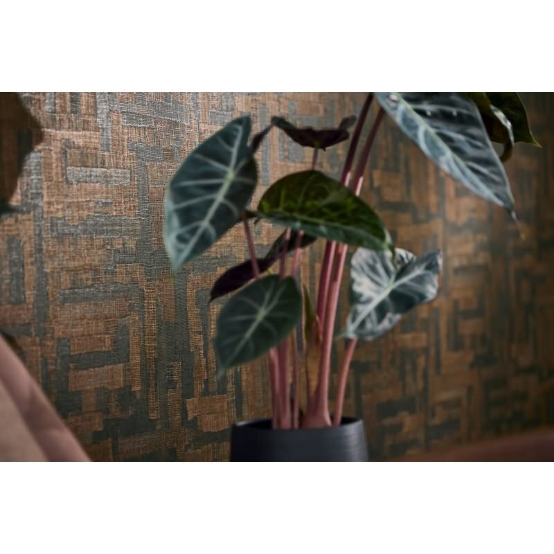 Vintage Strukturtapete mit Leinen Optik Braun Schwarz Vliestapete Stoffoptik (KG-171787)