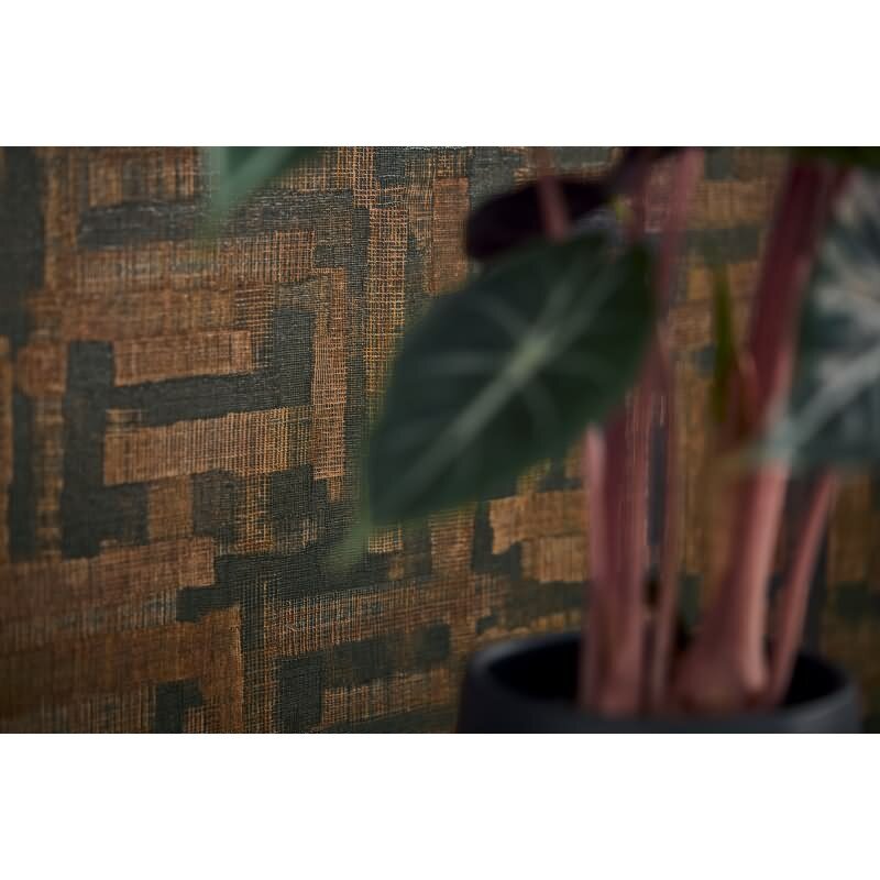 Vintage Strukturtapete mit Leinen Optik Braun Schwarz Vliestapete Stoffoptik (KG-171787)