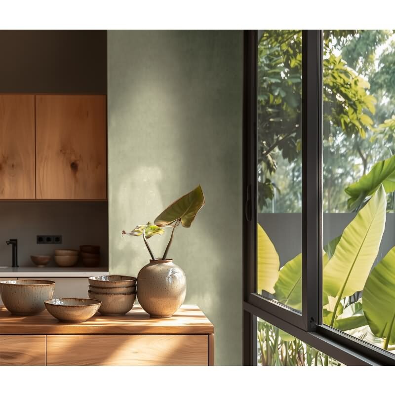 Tapete in Putzoptik Hellgrün Einfarbige Uni Vliestapete (KG-171788)