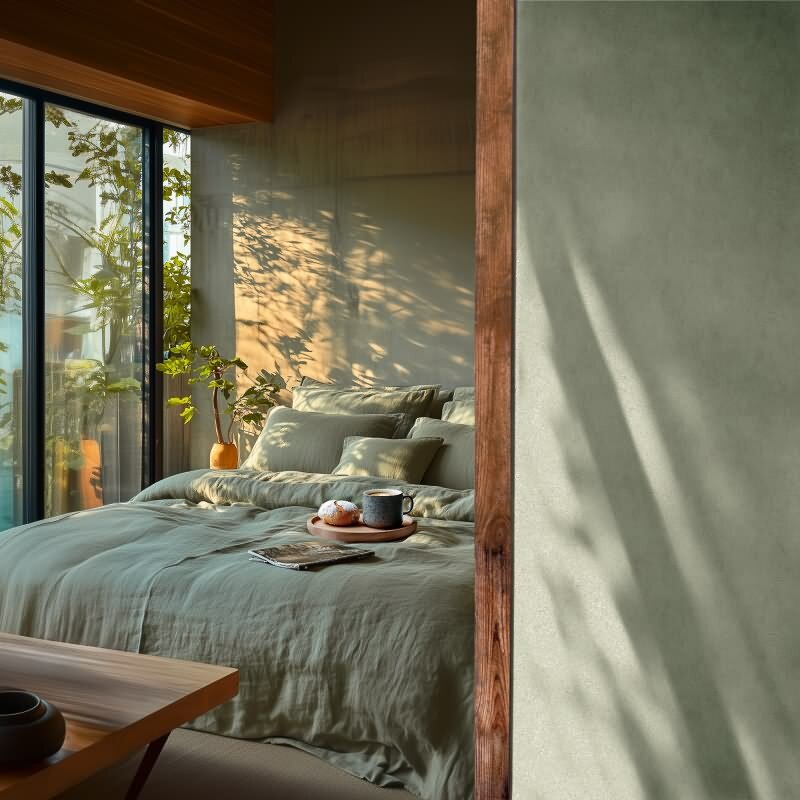 Tapete in Putzoptik Hellgrün Einfarbige Uni Vliestapete (KG-171788)