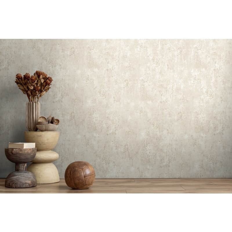 Vliestapete in Betonoptik Creme Beige Strukturtapete Putzoptik Metallic (KG-171792)