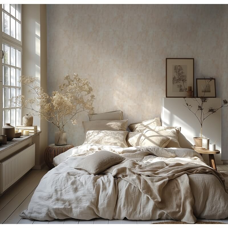 Vintage Tapete in Putzoptik Sand Beige Beton Look Vliestapete Metallic (KG-171793)