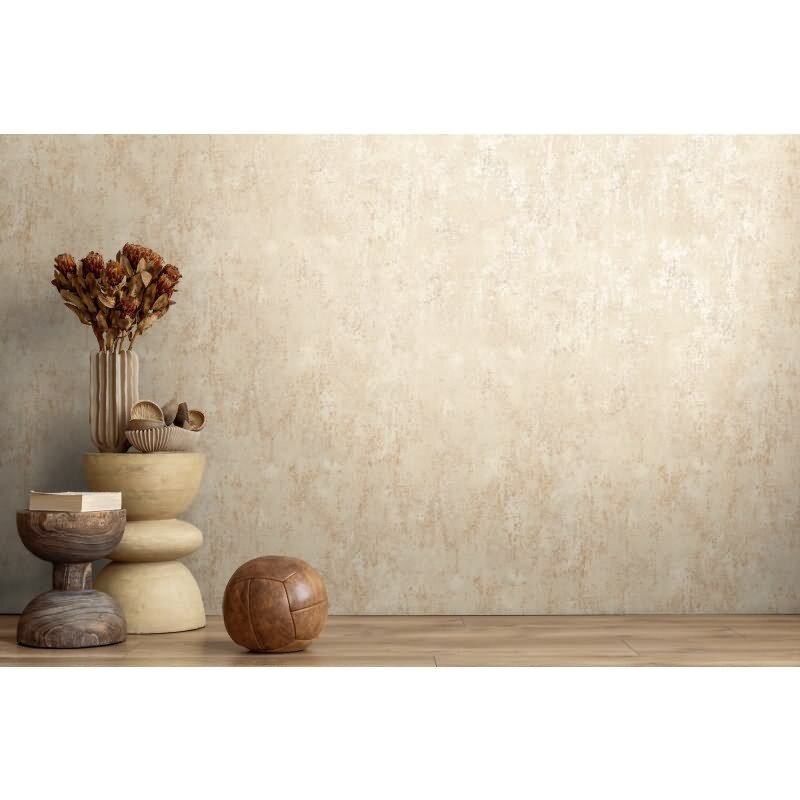 Vintage Tapete in Putzoptik Sand Beige Beton Look Vliestapete Metallic (KG-171793)