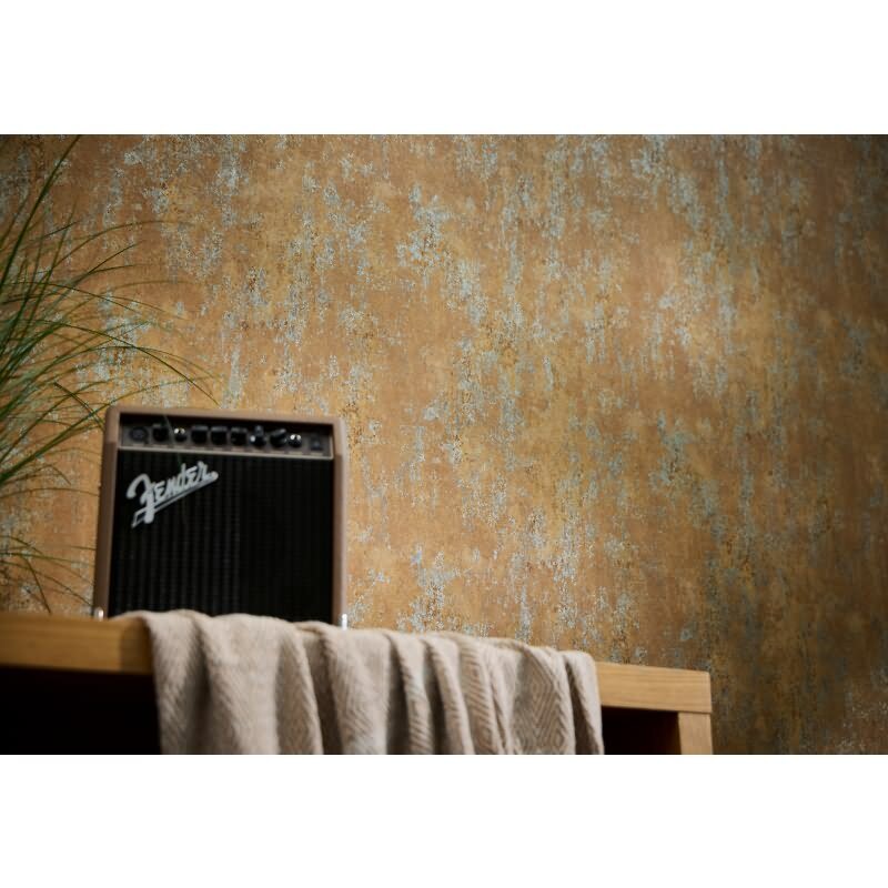 Vlies-Tapete in Rostoptik Braun Orange Metallic Used Look Strukturtapete (KG-171797)