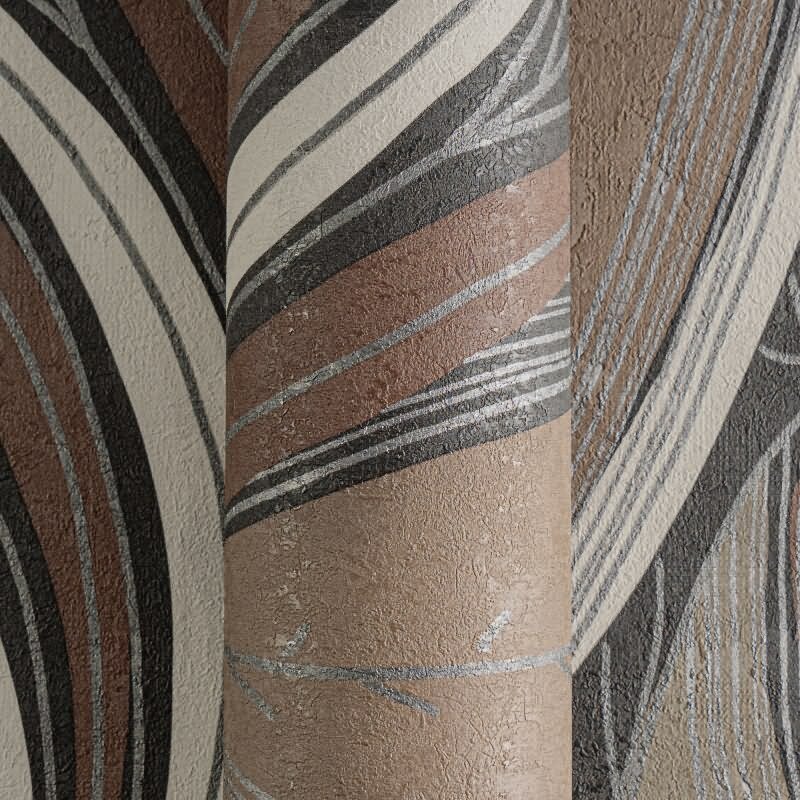 Dschungel Tapete Braun Metallic Beige Weiß Blattmuster modern Vliestapete (KG-171800)