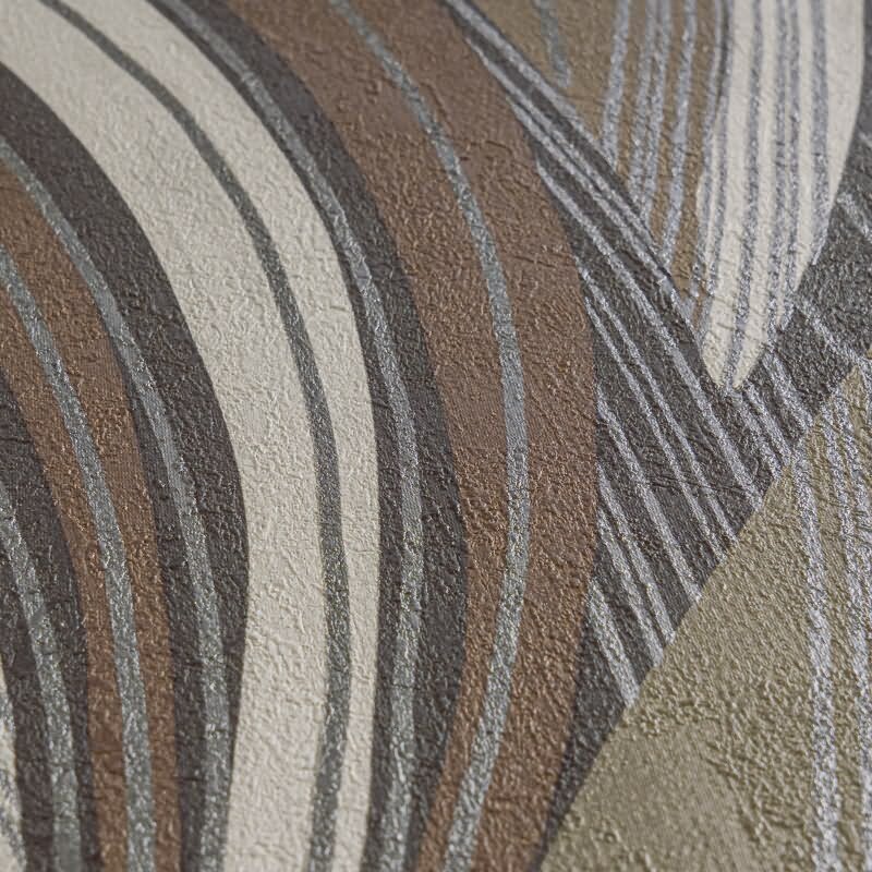 Dschungel Tapete Braun Metallic Beige Weiß Blattmuster modern Vliestapete (KG-171800)