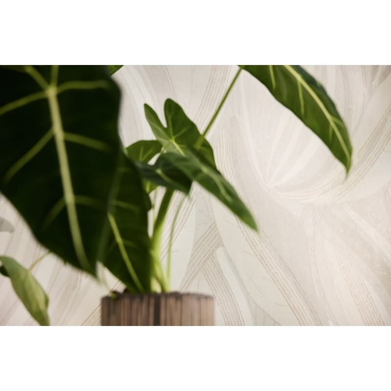 Blätter Tapete Creme Beige Vliestapete Dschungel modern Metallic (KG-171801)