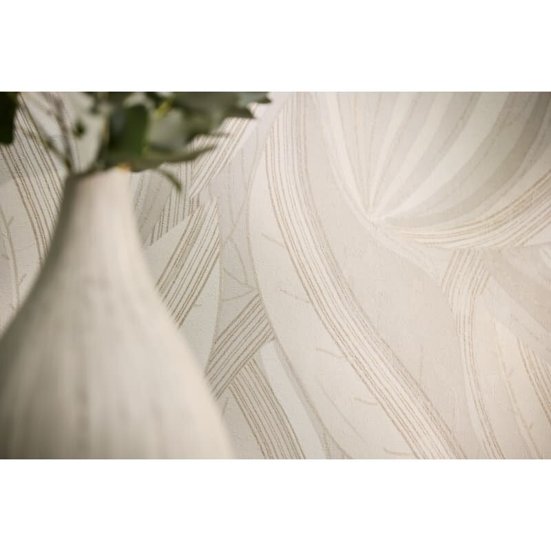 Blätter Tapete Creme Beige Vliestapete Dschungel modern Metallic (KG-171801)
