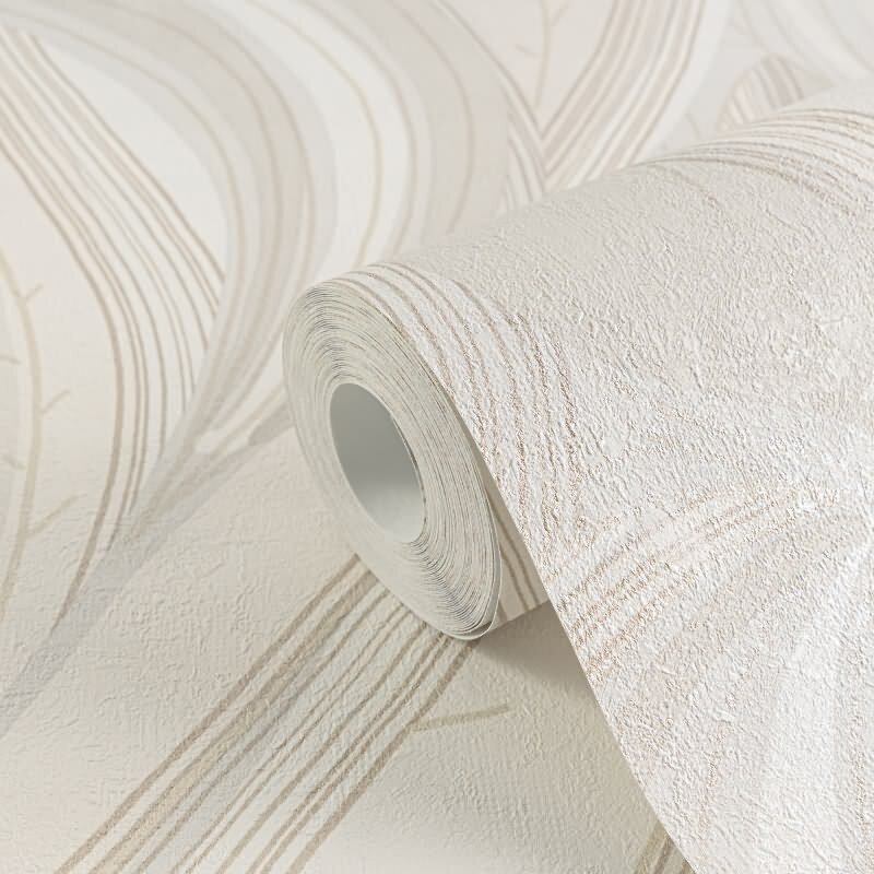 Blätter Tapete Creme Beige Vliestapete Dschungel modern Metallic (KG-171801)