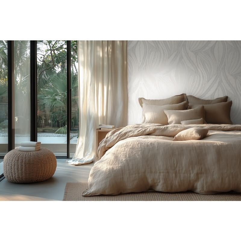 Blätter Tapete Weiß Hellgrau Metallic Vliestapete Dschungel (KG-171802)