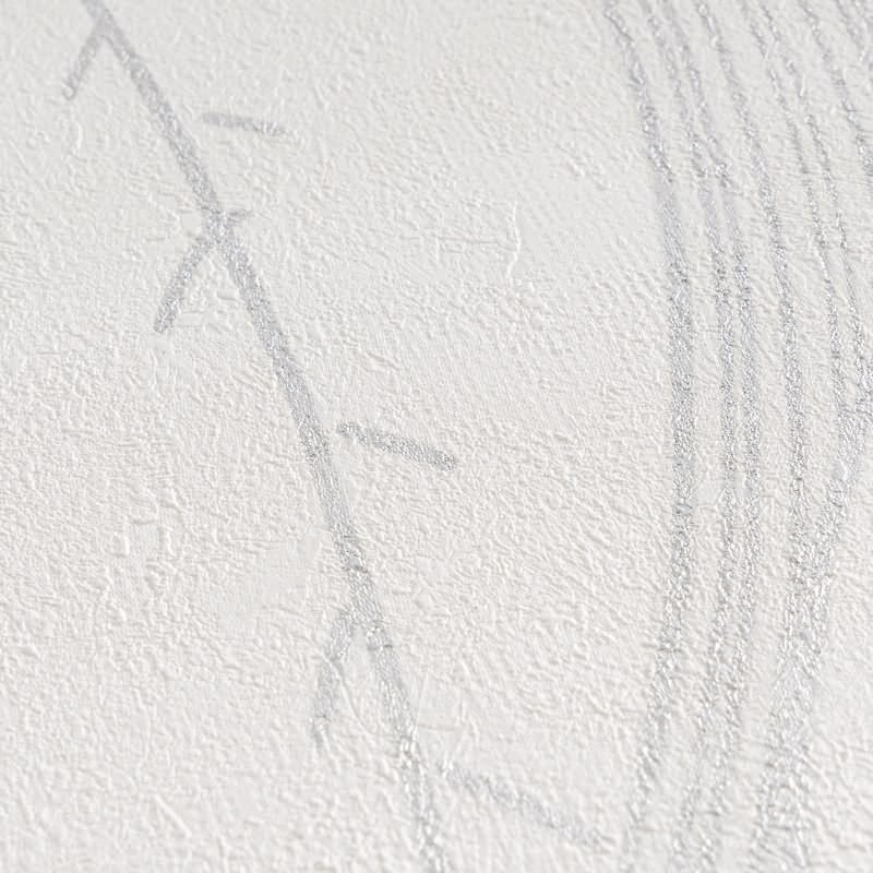 Blätter Tapete Weiß Hellgrau Metallic Vliestapete Dschungel (KG-171802)