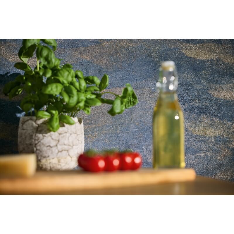 Muster-Tapete Dunkelblau Gold Metallic hochwertige moderne Vliestapete (KG-171803)