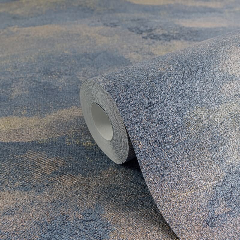 Muster-Tapete Dunkelblau Gold Metallic hochwertige moderne Vliestapete (KG-171803)