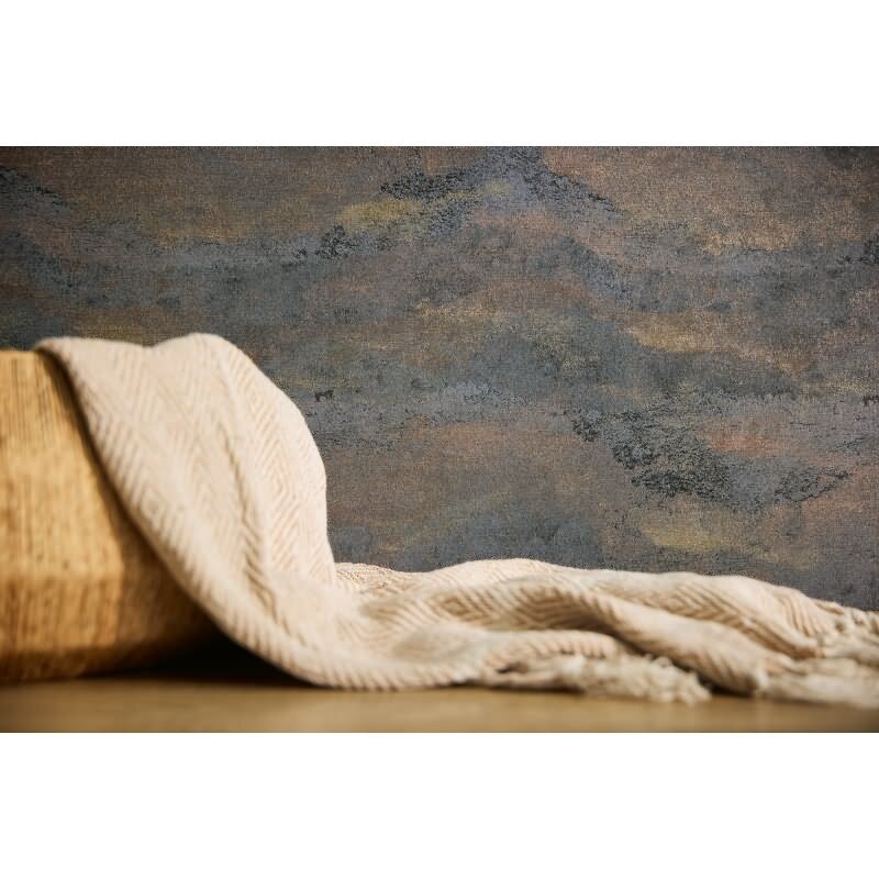 Mustertapete Wellen Schwarz Grau Metallic Gold Vitage Vliestapete (KG-171806)