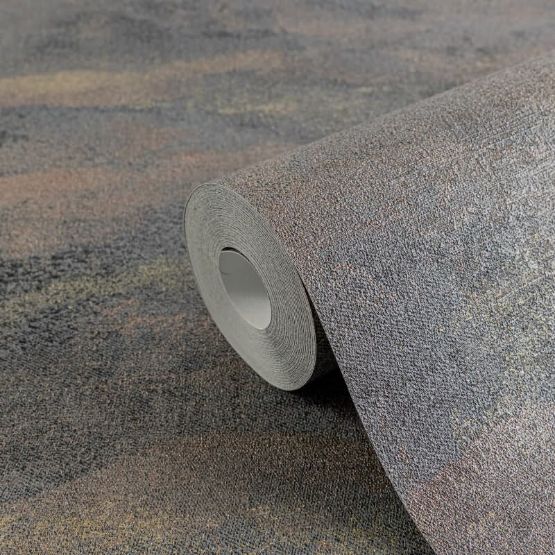 Mustertapete Wellen Schwarz Grau Metallic Gold Vitage Vliestapete (KG-171806)