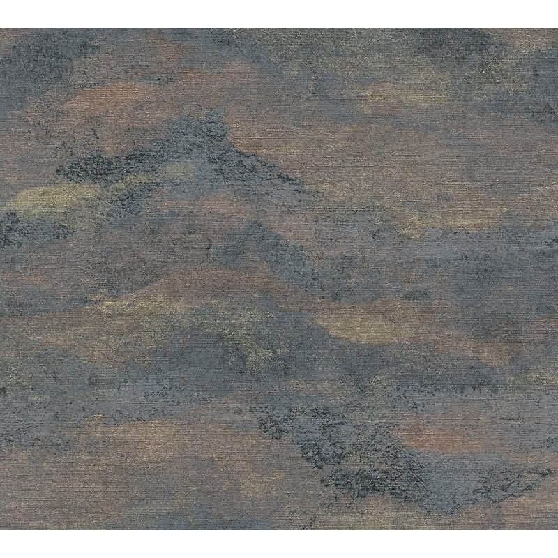 Mustertapete Wellen Schwarz Grau Metallic Gold Vitage Vliestapete (KG-171806)